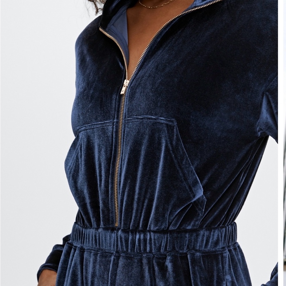 Fabletics Velour Zip-Up Wide Leg Onesie